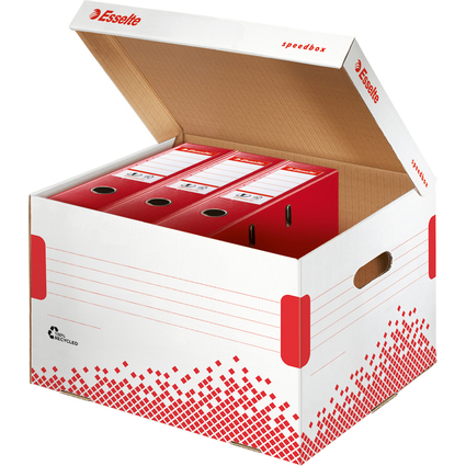 Esselte Archiv-Klappdeckelbox SPEEDBOX, fr Ordner, wei/rot