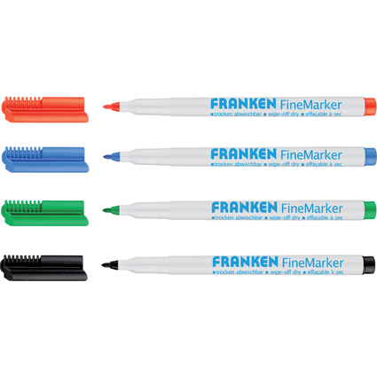 FRANKEN Whiteboard- & Flipchart-Marker FineMarker, 4er Etui