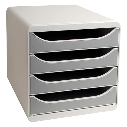 EXACOMPTA Schubladenbox BIG-BOX, 4 Schbe, lichtgrau/