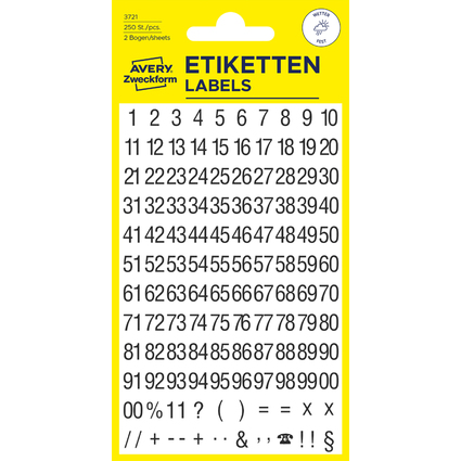AVERY Zweckform Zahlen-Etiketten, Zahlen 1-99 + 00, schwarz