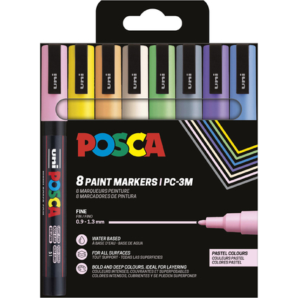 POSCA Pigmentmarker PC3M, 8er Box, Standard