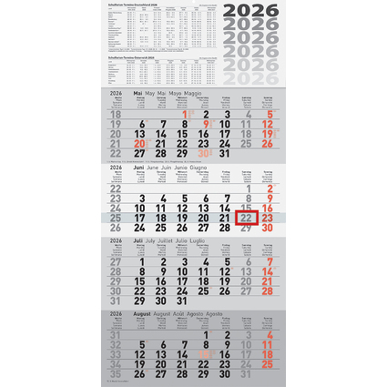rido id Wandkalender "4-Monatskalender quattroplan 2", 2026