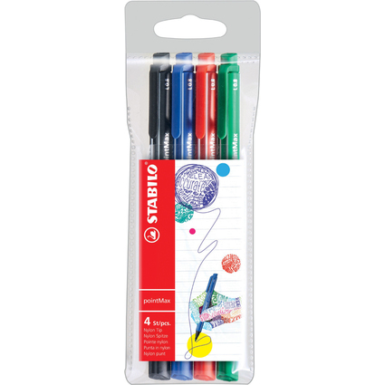 STABILO Fasermaler pointMax, 4er Kunststoffetui