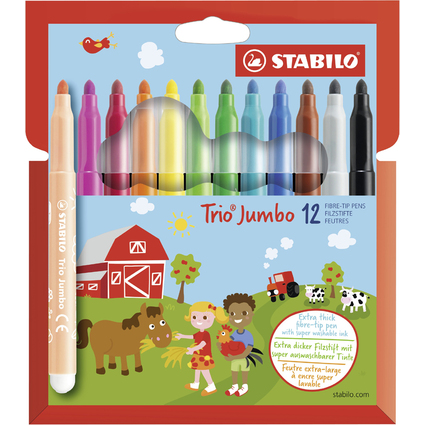 STABILO Fasermaler Trio Jumbo, 12er Karton-Etui