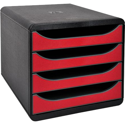 EXACOMPTA Schubladenbox BIG-BOX, 4 Schbe, karminrot