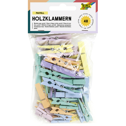 folia Holzklammern "Pastell", 3 Gren sortiert