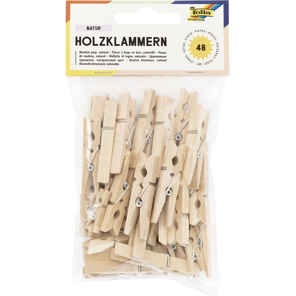 folia Holzklammern, natur, 3 Gren sortiert