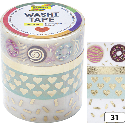 folia Deko-Klebeband Washi-Tape Hotfoil Gold II, 4er Set