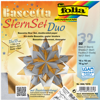 folia Faltbltter Bascetta-Stern, 150 x 150 mm, silber/gold