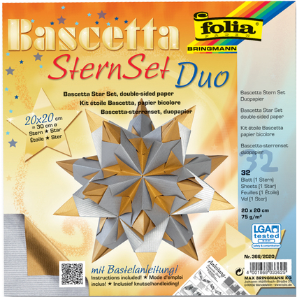 folia Faltbltter Bascetta-Stern, 200 x 200 mm, silber/gold