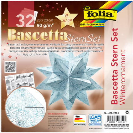 folia Faltbltter Bascetta-Stern, eisblau / bedruckt