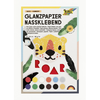 folia Glanzpapier-Bastelheft, 140 x 200 mm, 12 Blatt