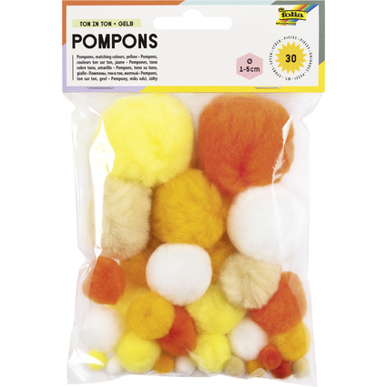 folia Pompons, 30 Stck, TON IN TON MIX Gelb
