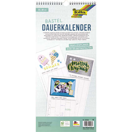 folia Kreativ-Wandkalender "Familienplaner", 230 x 490 mm