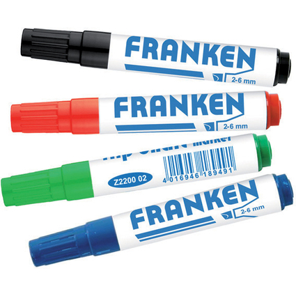 FRANKEN Flipchart Marker, Strichstrke: 2-6 mm, 4er Etui
