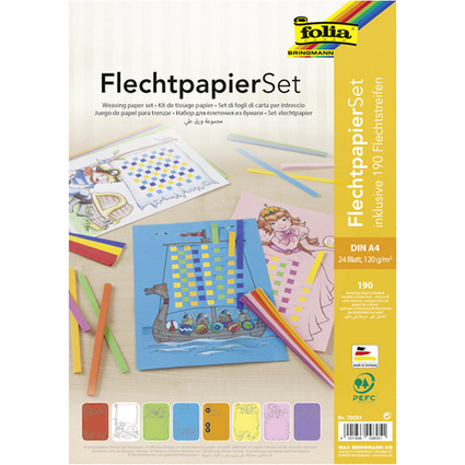 folia Flechtpapier-Set, DIN A4, 24 Flechtbgen