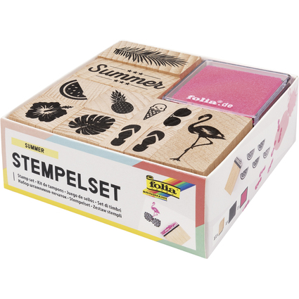 folia Motivstempel-Set "Summer", aus Holz, 13-teilig