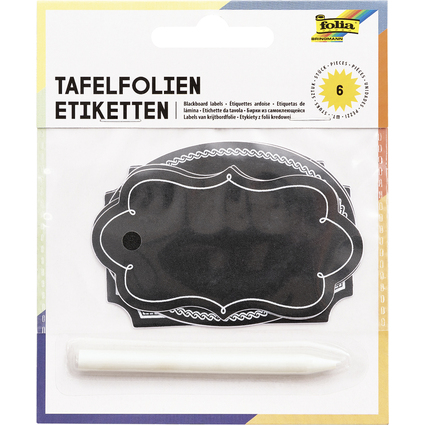 folia Tafel-Etiketten inkl. Specksteinstift, schwarz