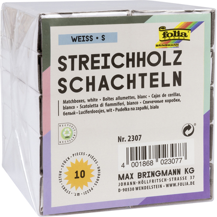 folia Streichholzschachteln, blanko, wei