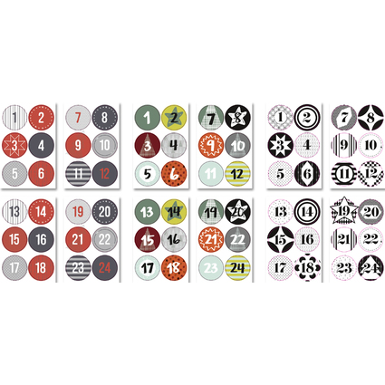 folia Weihnachts-Sticker "ADVENTSKALENDER", sortiert