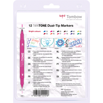 Tombow Doppelfasermaler "TwinTone" Bright Colours, 12er Set