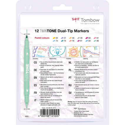 Tombow Doppelfasermaler "TwinTone" Pastell Colours, 12er Set