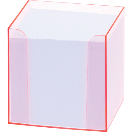 folia Zettelbox "Luxbox" mit Leuchtkanten, pink, bestckt