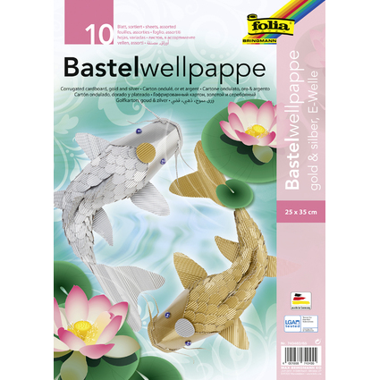 folia Bastelwellkarton, (B)250 x (H)350 mm, gold & silber