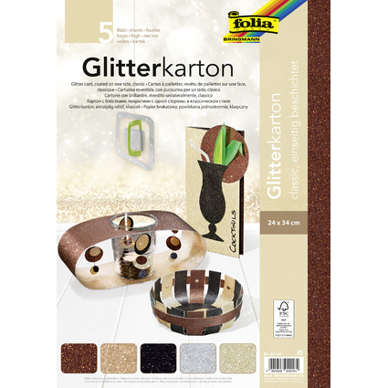 folia Glitterkarton "Classic", 240 x 340 mm, 300 g/qm