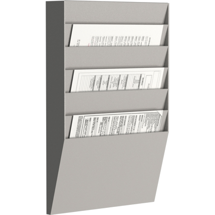 PAPERFLOW Wand-Sortiertafel 6 Fcher, A4 quer, grau