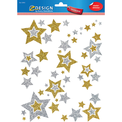 AVERY Zweckform ZDesign Weihnachts-Fensterbild Sterne silber