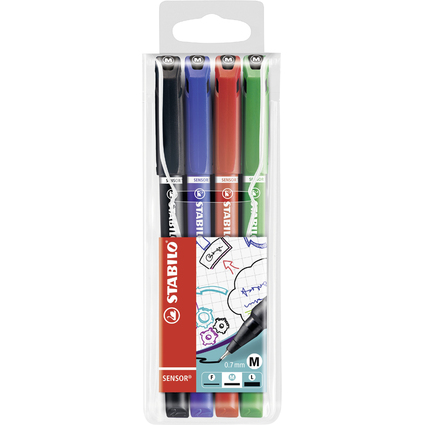 STABILO Fineliner SENSOR medium, 4er Kunststoffetui