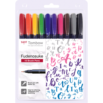 Tombow Kalligraphie-Stift Fudenosuke, Hrtegrad 1, 10er-Set