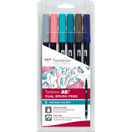 Tombow Doppelfasermaler "ABT DUAL BRUSH PEN",6er Set Vintage