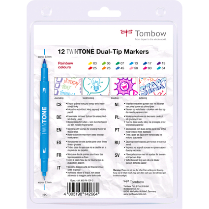 Tombow Doppelfasermaler "TwinTone" Rainbow Colours, 12er Set