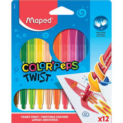 Maped Wachsmalstift COLOR'PEPS TWIST, 12er Blister