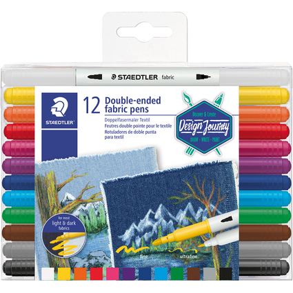 STAEDTLER Doppel-Fasermaler Textil Design Journey, 12er Etui