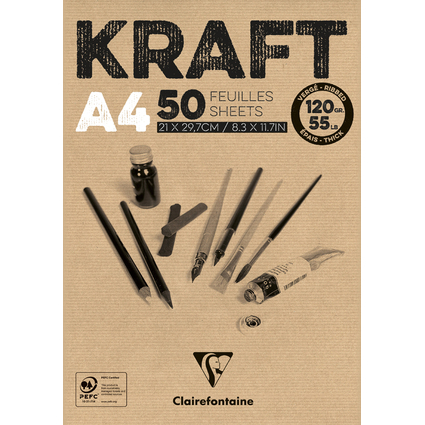 Clairefontaine Zeichenpapierblock "KRAFT", DIN A4, 120 g/qm
