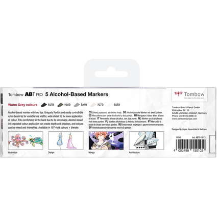 Tombow Marker ABT PRO, 5er Set Warm Gray Colors