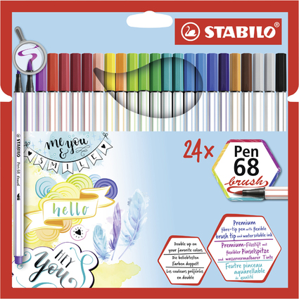 STABILO Pinselstift Pen 68 brush, 24er Kartonetui