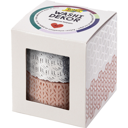 folia Deko-Bordre Washi-Dekor, ros / silber, 2er Set