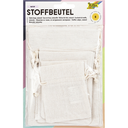 folia Stoffbeutel NATUR, in 3 Gren sortiert