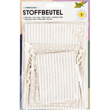 folia Stoffbeutel mit Motivdruck, in 3 Gren sortiert