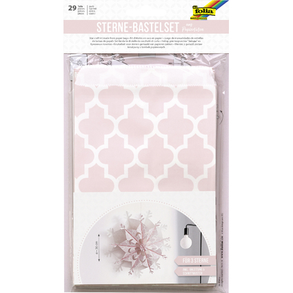 folia Sterne-Bastelset Papiertten fr 3 Sterne, rosa/wei