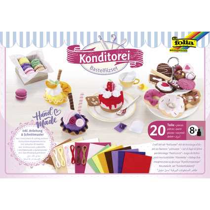 folia Bastelfilz-Set "Konditorei", 20-teilig