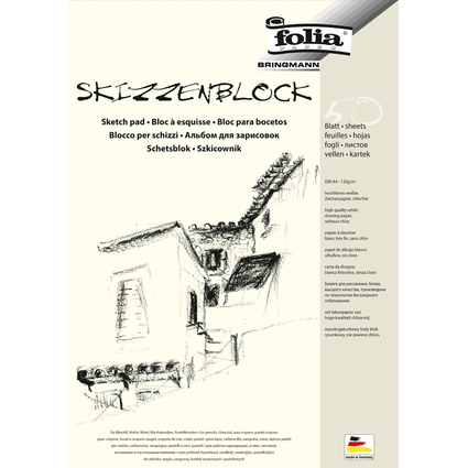 folia Skizzenblock, DIN A4, 120 g/qm, 50 Blatt