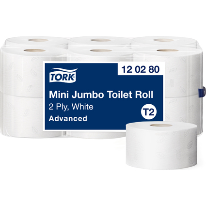 TORK Minirollen-Toilettenpapier Jumbo, 2-lagig, wei, 170 m