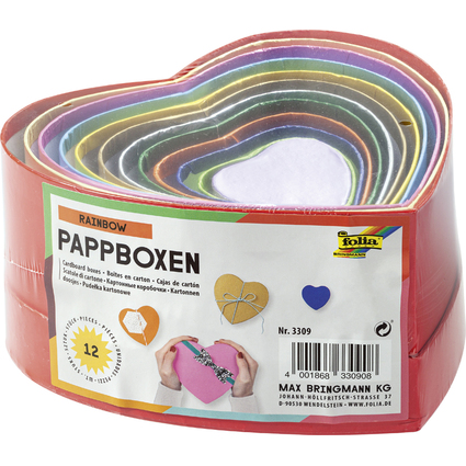 folia Geschenkboxen "Herzen",12 Stck Gren/Farben sortiert