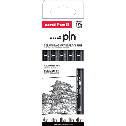 uni-ball Fineliner PIN ASP008, 5er Set
