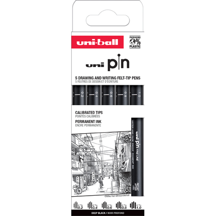uni-ball Fineliner PIN ASP009, 5er Set